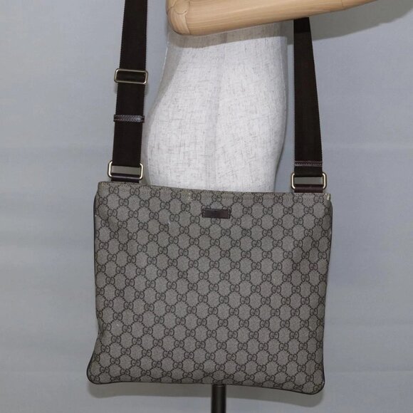 GUCCI GG Supreme Shoulder Bag PVC Beige Gold Auth - Picture 14 of 16